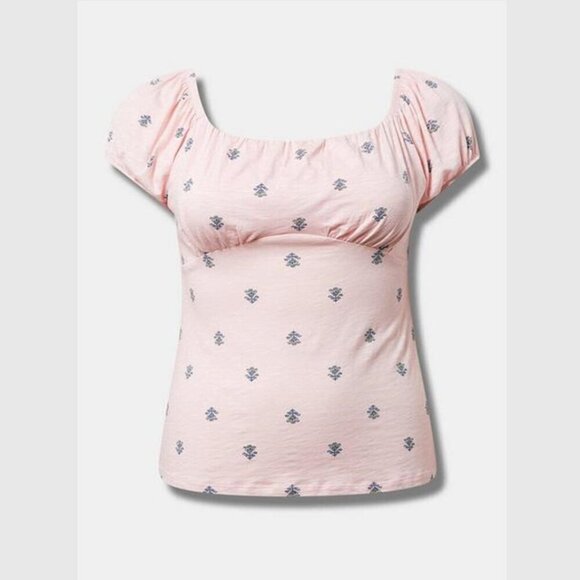 Torrid - Super Soft Slub Scoop Neck Bust Fitted Top in Almond Blossom Pink​​​ - Picture 14 of 14